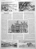 Antique Old Print Silver Plate Dover College Weymouth Sands Hotel Cove 1891