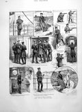 Old Print Naval Manoeuvres Interesting Lady Cliff Searching Officers 1891 19th