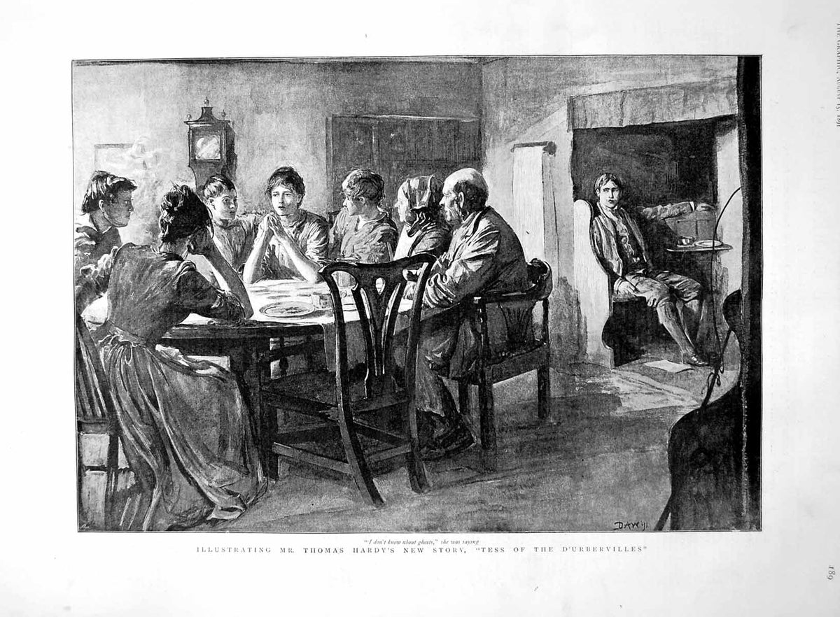 Antique Print Thomas Hardy'S Tess D'Urbervilles Dinnertime Discussions 1891