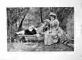Old Print In The Woods From Painting F Andreotti Man Reclining Lady 1891 19th