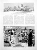 Antique Old Print South Kensington Building Design Naval Manoeuvres Day 1891