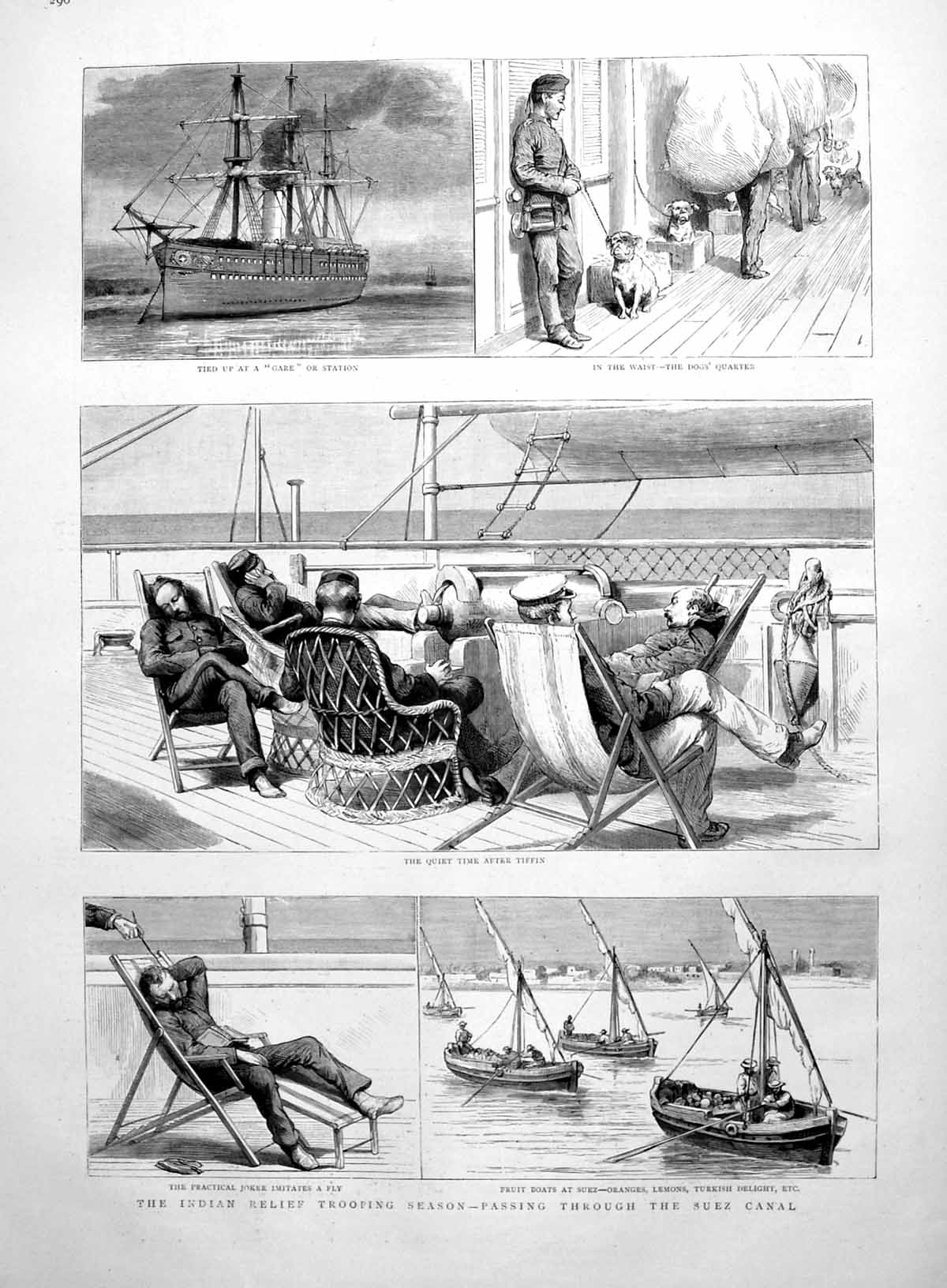 Antique Print Indian Relief Trooping Season Passing Throughsuez Canal 1891 19th