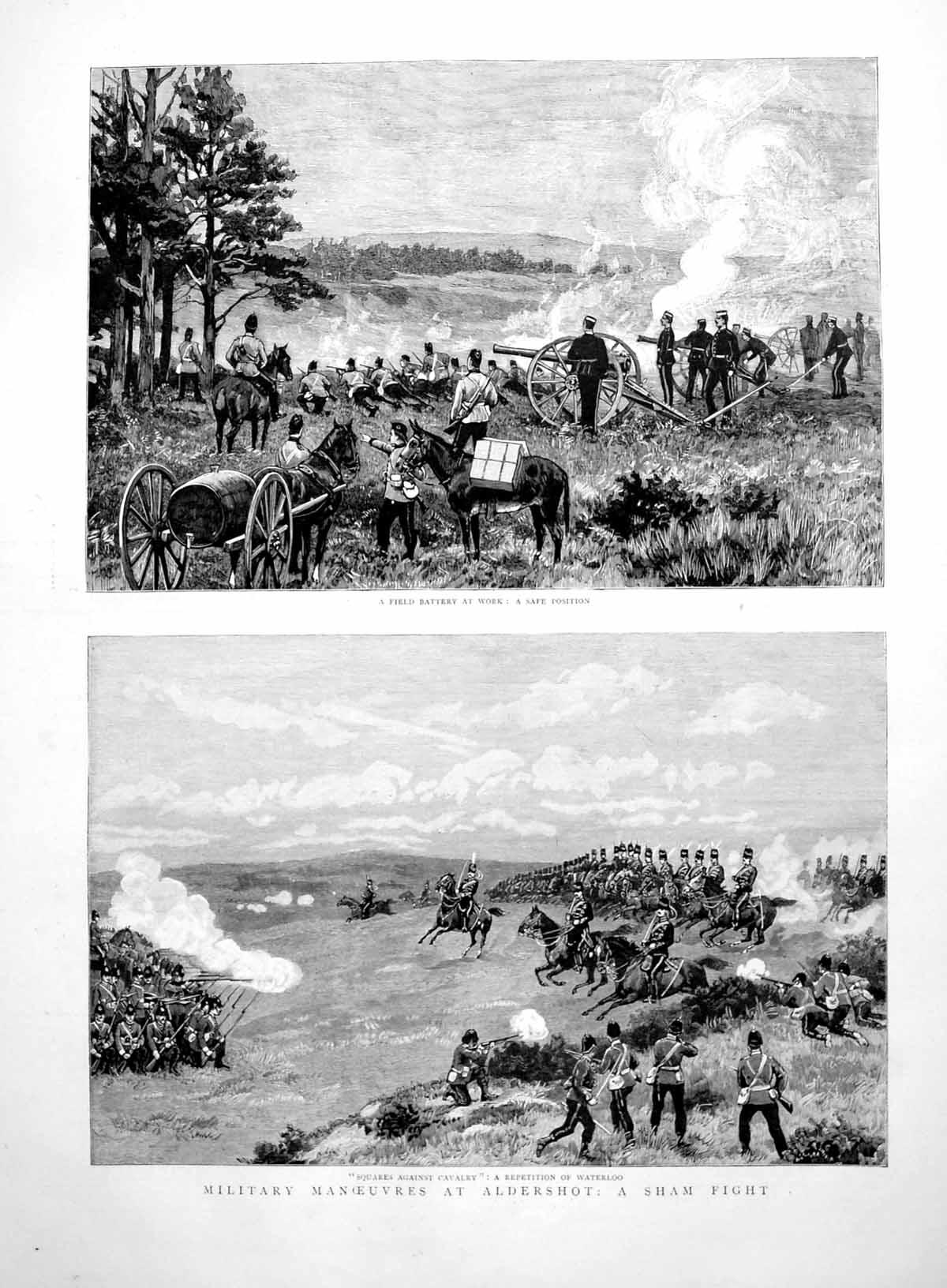 Old Military Manoeuvres At Aldershot A Sham Fight Field Battery 1891 Victorian