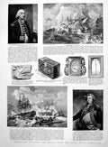 Antique Print Royal Naval Exhibition Pictures Relics Blake'S Sea Chest 1891