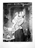 Old Print Birthday Greetings Mother Child Meyer Von Bremen Cot Toys 1891 19th