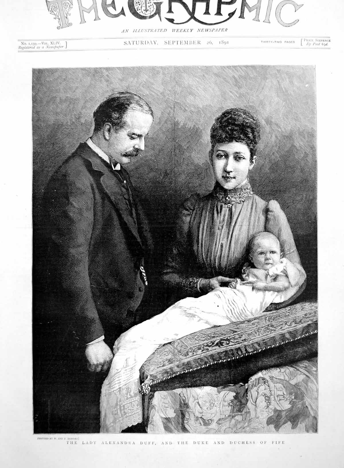 Antique Old Print Lady Alexandra Duff And Duke Duchess Fife Family Group 1891