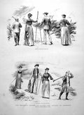Old Antique Print Holiday Season Wales Ascent Snowdon Party Sets Out 1891 19th
