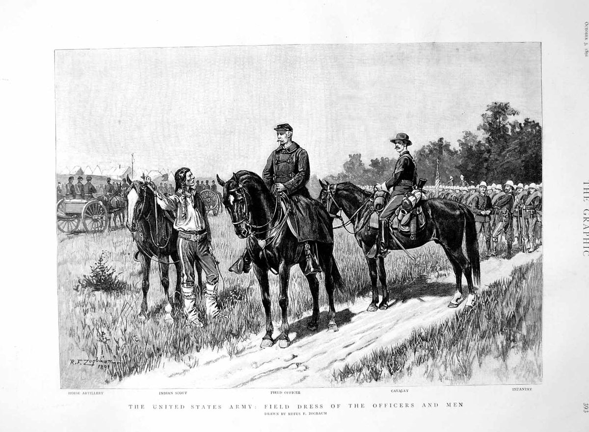 Old Antique Print United States Army Field Dress Offficers And Men 1891 19th