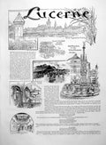 Antique Print Glacier Garden Band SchweizerhLucerne Buildings Fountain 1891