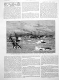 Antique Print Aground Crew Take To Rigging Brangwyn Pampero Hurricane 1891 19th