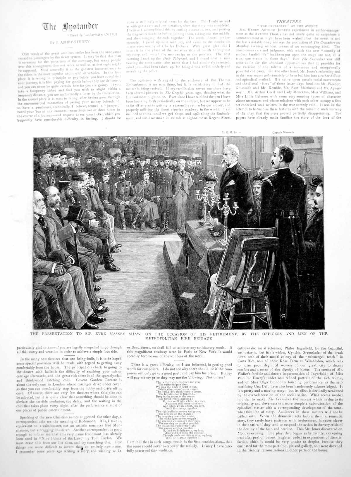 Old Print Em Shaw Retirement Fire Brigade Statue George Palmer Park 1891 19th