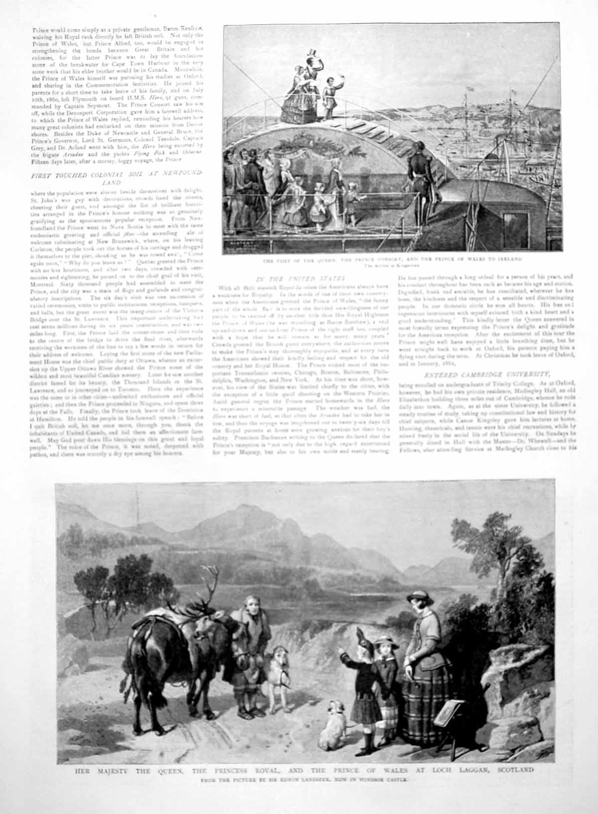 Antique Old Print Visit Queen Ireland Loch Laggan Scotland Prince Wales 1891