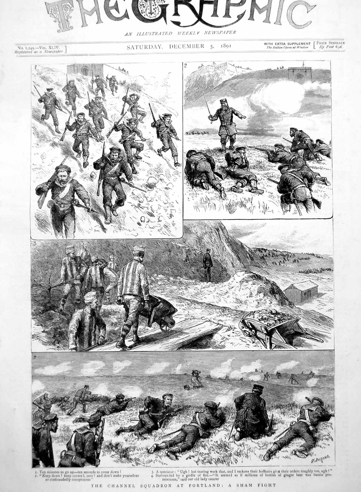 Old Print The Channel Squadron At Portland A Sham Fight Lady Caterer 1891 19th
