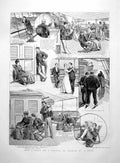 Antique Old Print Man Goes On Voyage In Search Wife Deck Scenes Couples 1891