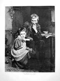 Antique Old Print His Daughter'S Bairn Arthur Backer Elderly Man Child 1891