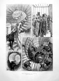 Antique Print The Monument London Ascent Descent Staircase Inside Cage 1891