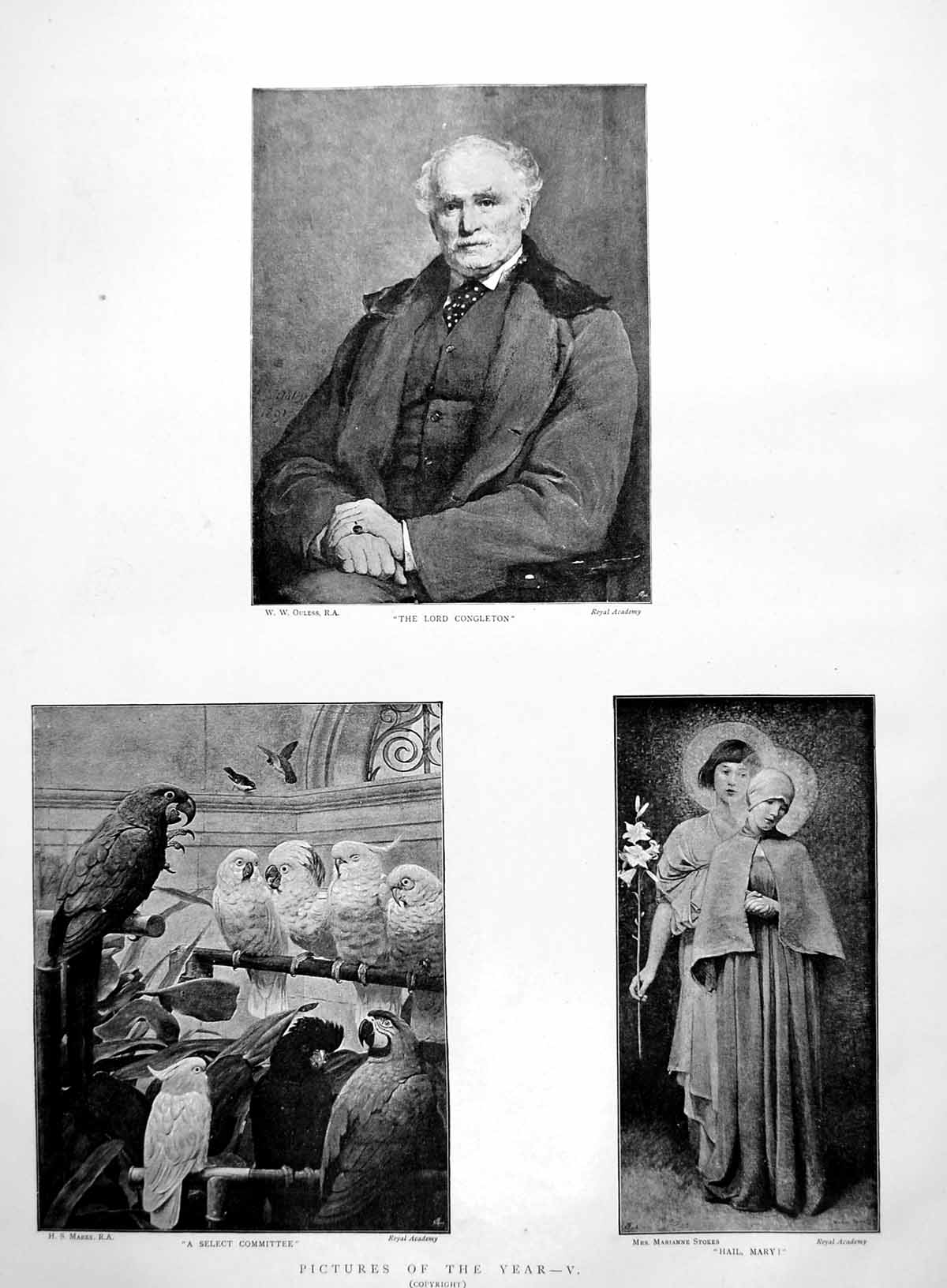 Old Print Pictures Lord Congleton Select Committee Parrots Hail Mary 1891 19th