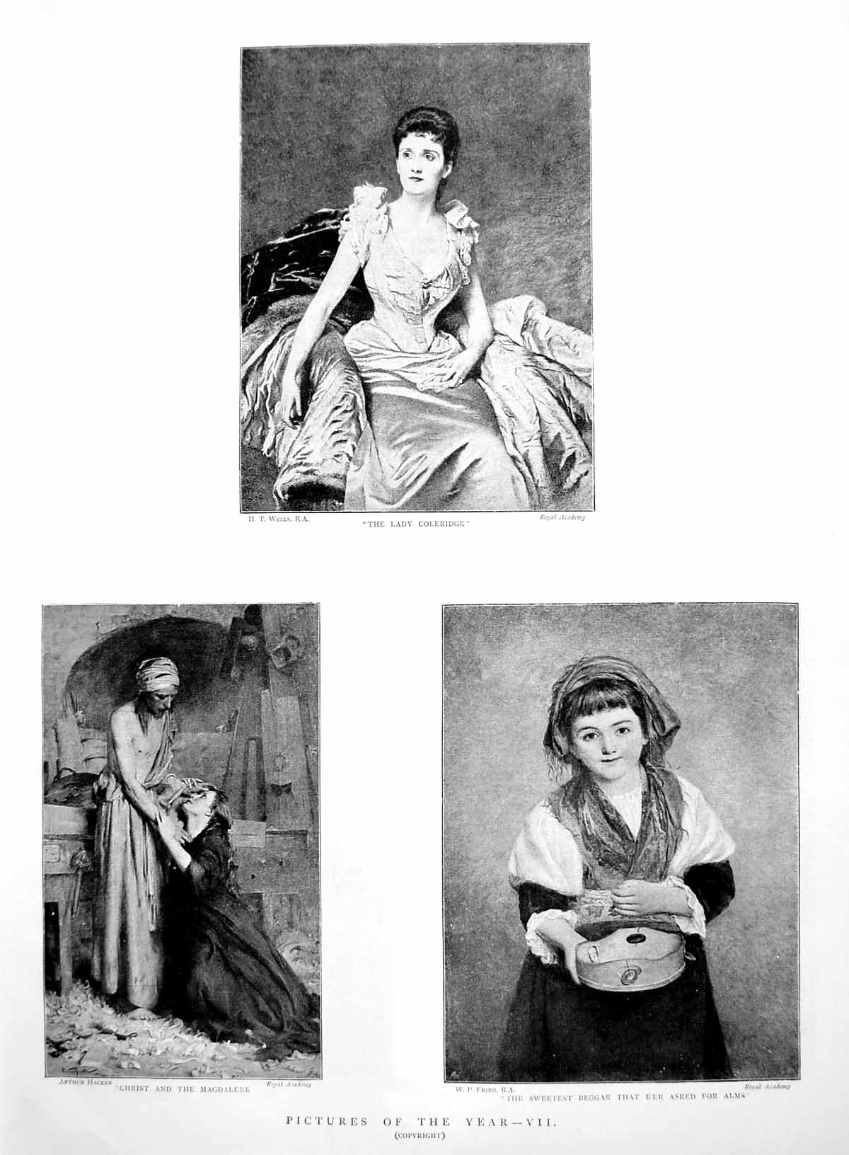 Old Print Pictures Lady Coleridge Christ And Magdalene Sweet Beggar 1891 19th