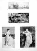 Old Print Pictures Battle Trafalgar Ulysses Sirens Sylvia Kettlewell 1891 19th