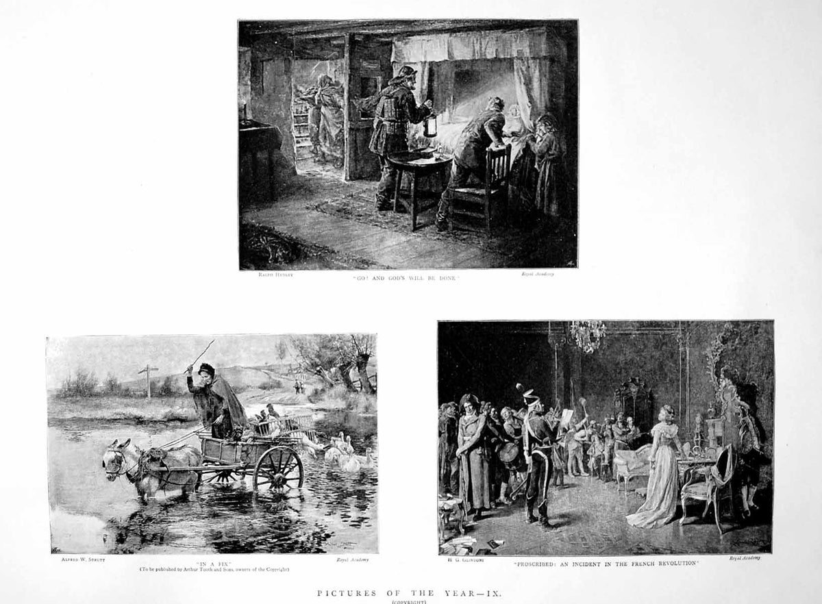 Antique Print Pictures Go Gods Will Be Done In A Fix Proscribed French 1891