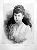 Old Antique Print Royal Betrothal H.S.H. Princess Victoria Mary Teck 1891 19th