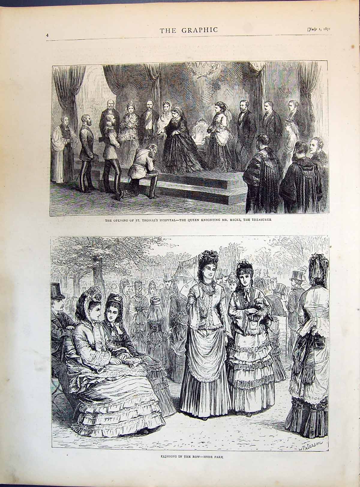 Old 1871 Opening St. Thomas'S Hospital Queen Knighting Hicks Treasure Victorian