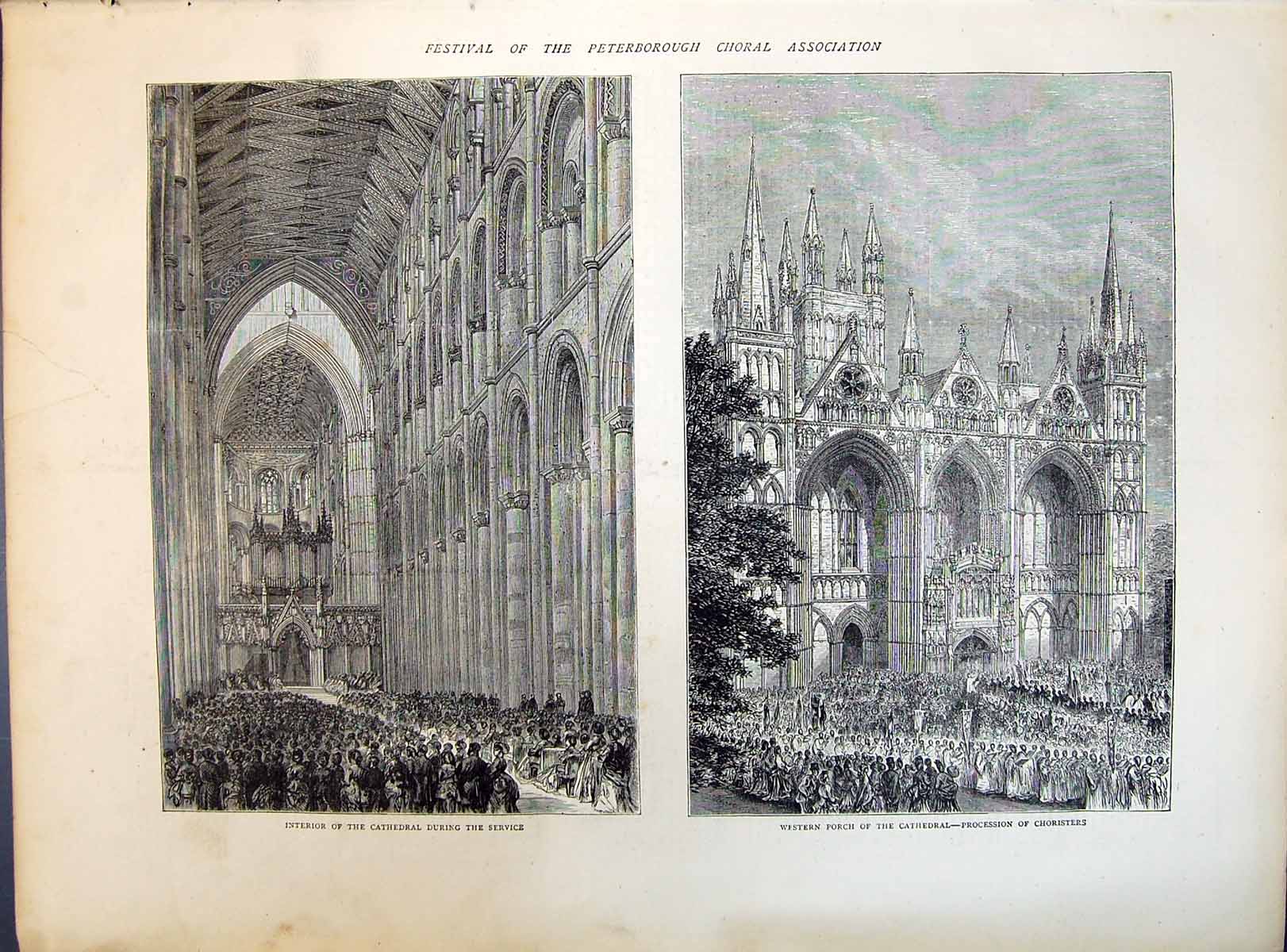 Old 1871 Peterborough Choral Association Cathedral Procession Chorist Victorian