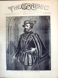 Antique Old Print 1871 Portrait Signor Mario Raoul Huguenots Theatre Actor 19th