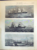 Old 1871 Steam Ships Oceanic White Star Line Shiraz Launch Patterdale Victorian