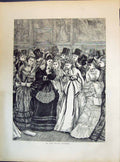 Old Antique Print 1871 Royal Academy Art Paintings Spectators Ladies Men 19th