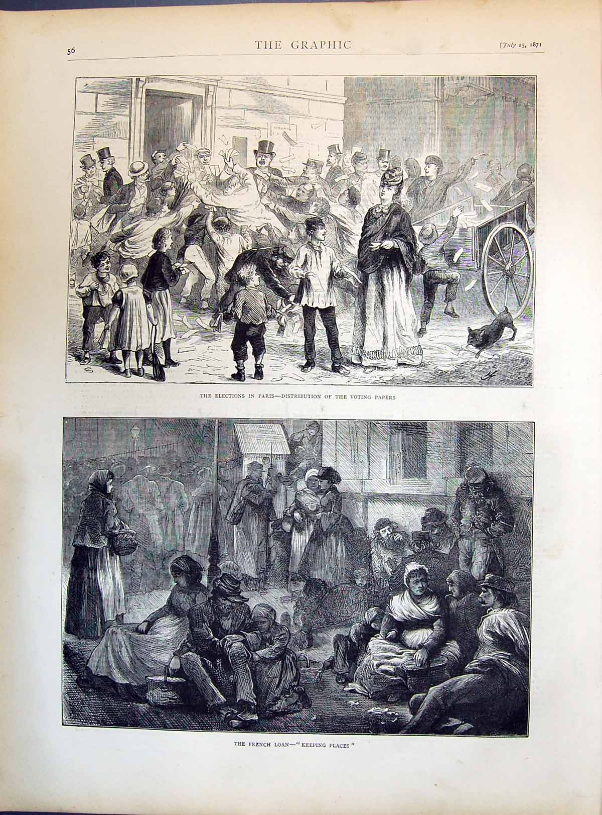 Old 1871 Elections Paris Voting Papers French Loan Keeping Place Poor Victorian