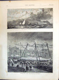 Old 1871 Ship H.M.S. Agincourt Pearl Rock Floating Out Devastation Po Victorian