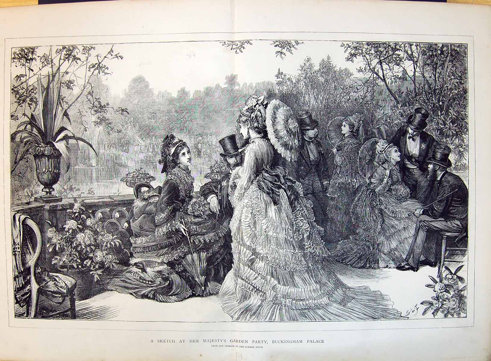 Old 1871 Her Majesty Queen Garden Party Buckingham Palace Summer Hous 0 19th