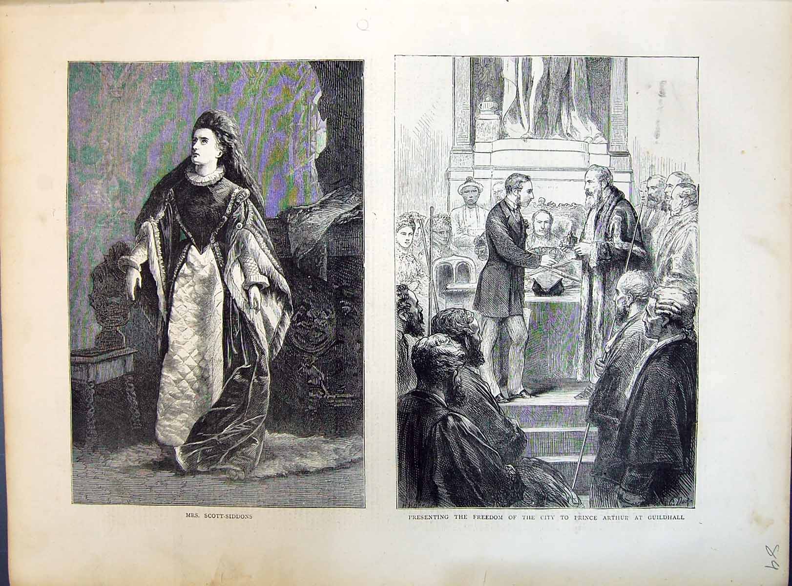 Old 1871 Mrs Scott-Siddons Presenting Freedom City Prince Arthur Guil Victorian