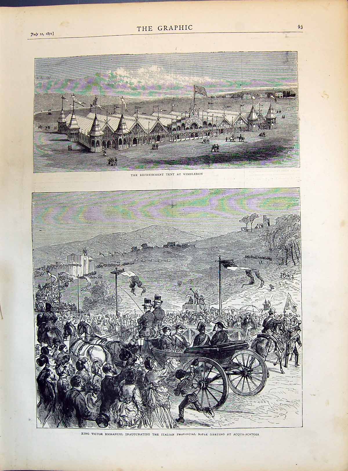 Old 1871 Refreshment Tent Wimbledon King Victor Emmanuel Acqua-Acetos Victorian