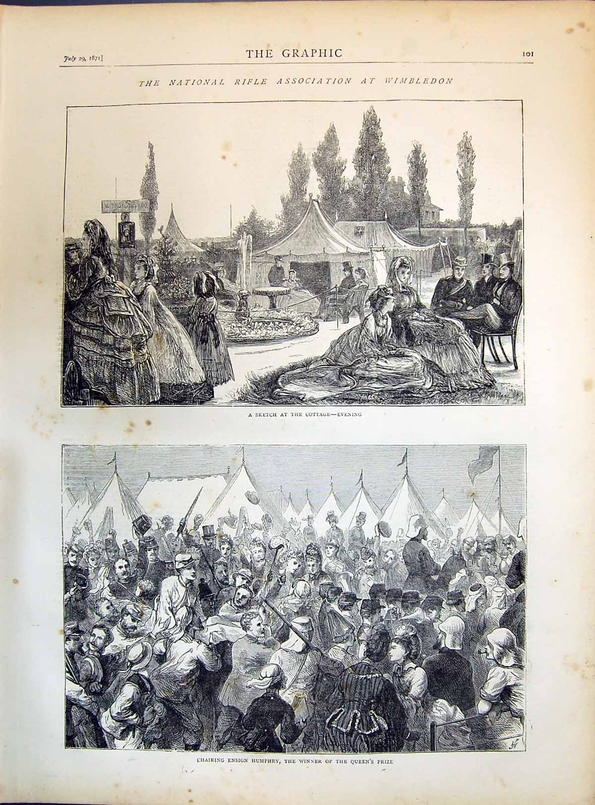 Old 1871 National Rifle Association Wimbledon Cottage Chairing Ensign Victorian