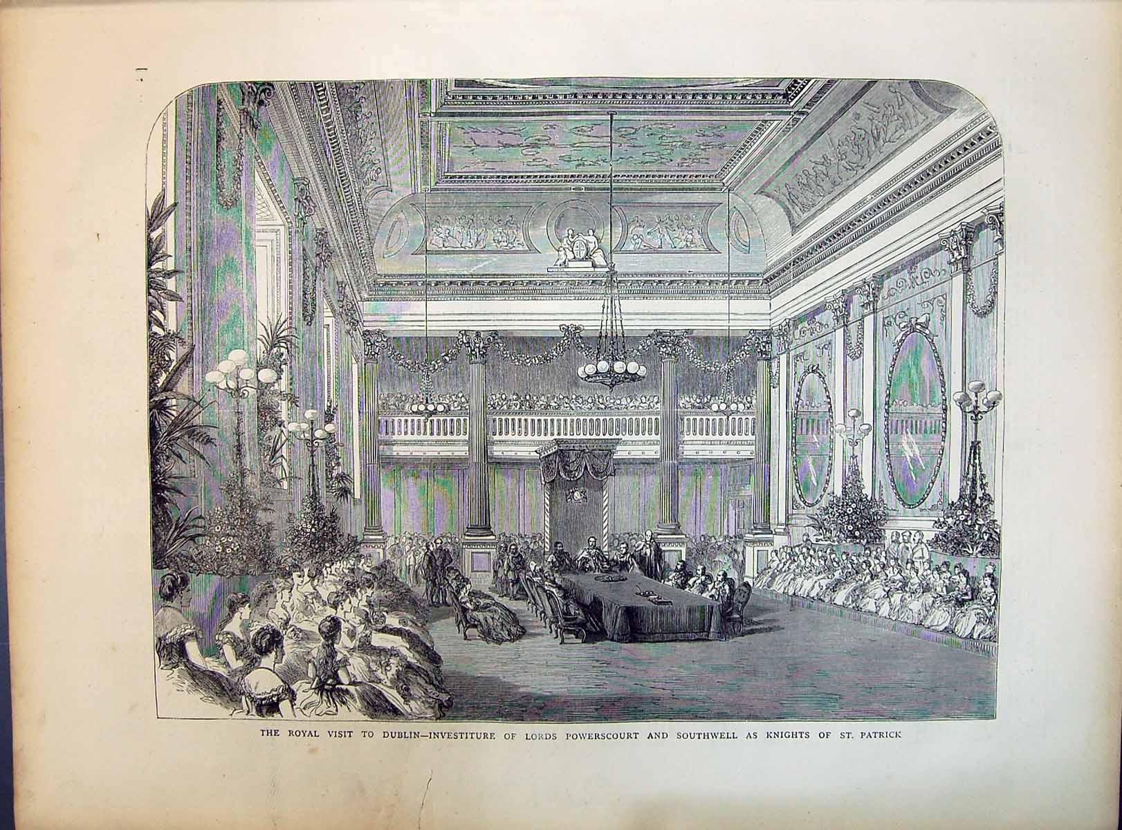 Old 1871 Royal Visit Dublin Investiture Lords Powerscourt Southwell K Victorian