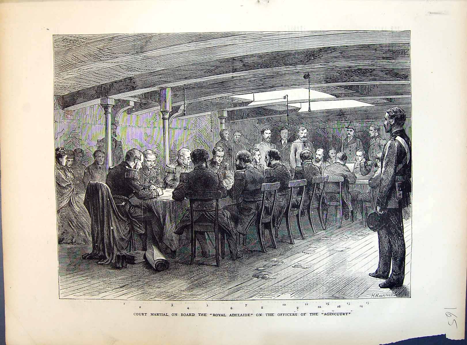 Old 1871 Court Martial Ship Royal Adelaide Ficers Agincourt Sailors W Victorian