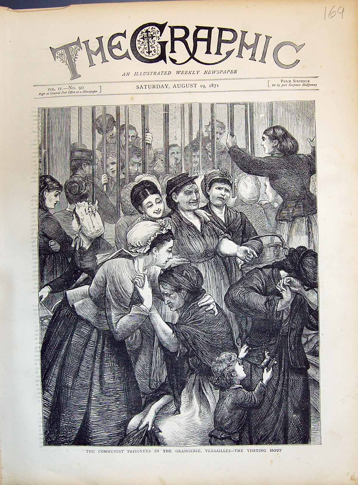 Antique Print 1871 Communist Prisoners Orangerie Versailles Visiting House 19th