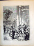 Old Print 1871 Gaming Tables Baden Gambling Evening Concert Entertainment 19th