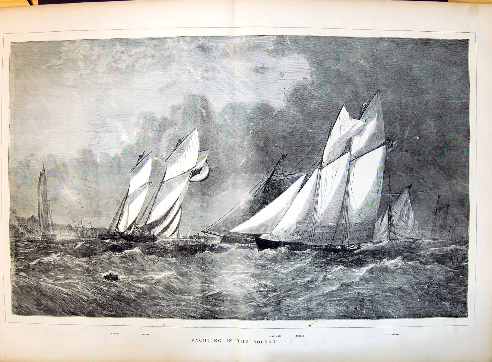 Old 1871 Yachting Solent Arrow Livonia Vanguard Egeria Foxhound Saili 19th