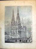 Original Old Antique Print 1871 Exterior Ratisbon Cathedral Architecture 19th