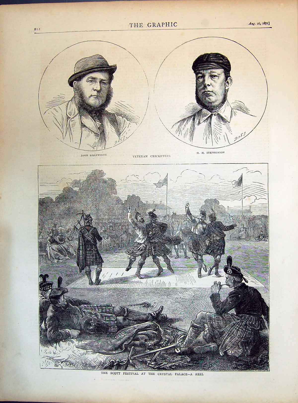 Old 1871 Cricketers John Lillywhite Stephenson Scott Festival Crystal Victorian