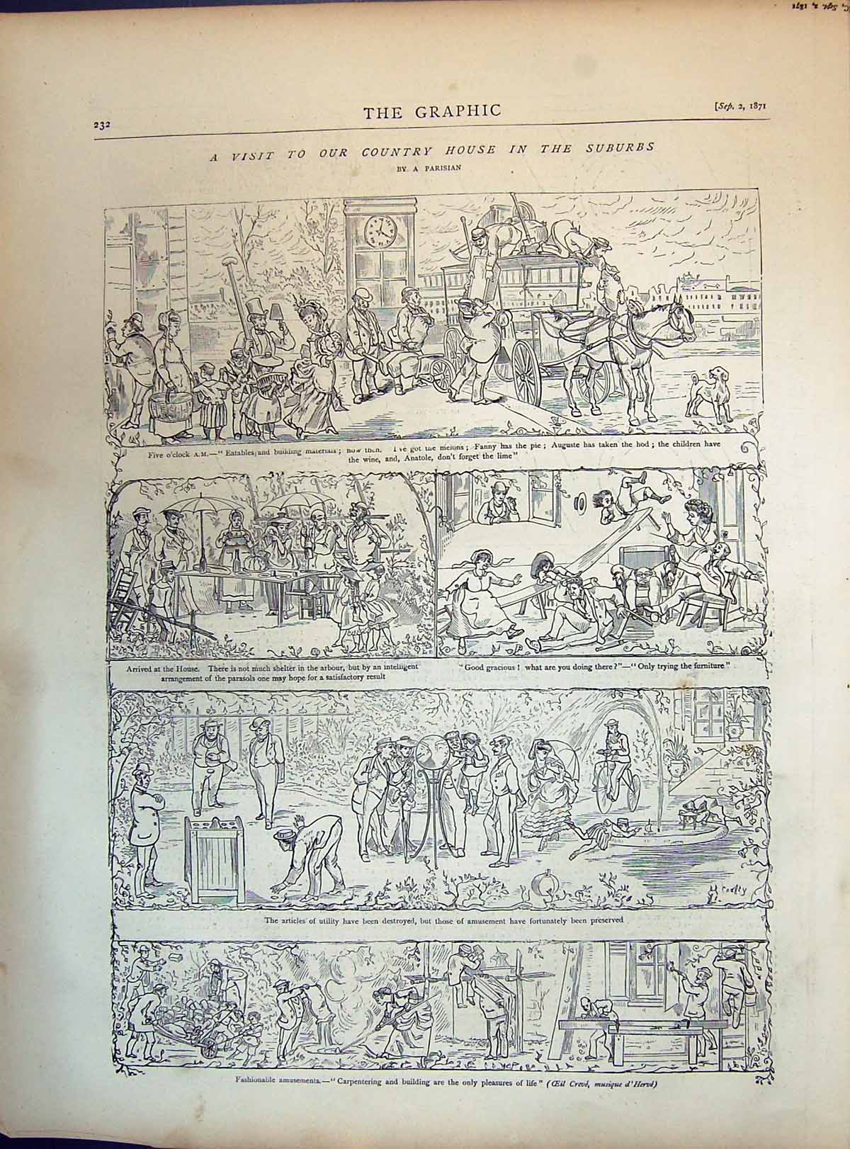 Old 1871 Visit Country House Suburbs Diagram Position Agincourt Ship Victorian
