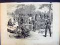 Original Old Antique Print 1871 Autumn Manoeuvres Midday Halt Siers Rest Food