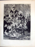 Old 1871 Scene Foresters Fete Under Greenwood Tree Family Dinner Time Victorian