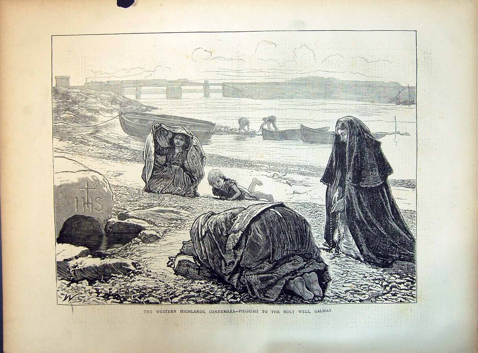 Old 1871 Western Highlands Connemara Pilgrims Holy Well Galway Irelan Victorian