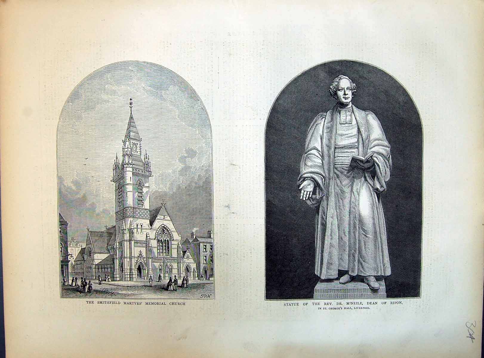 Old 1871 Smithfield Martyrs Memorial Church Statue Rev. Dr. M'Neile D Victorian