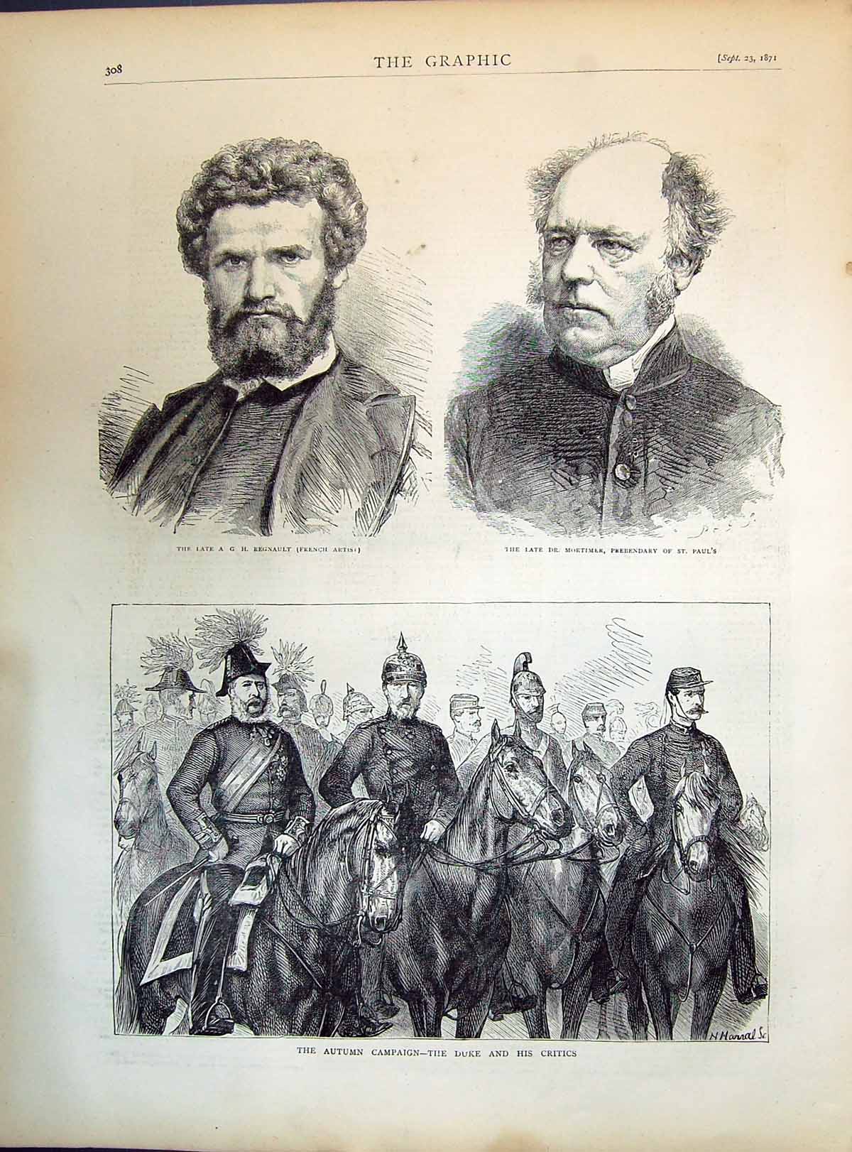 Old 1871 Regnault Artist Mortimer Prebendary St. Paul'S Autumn Campai Victorian
