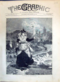 Old Antique Print 1871 Besieged Michaelman Geese Young Woman Basket House 19th